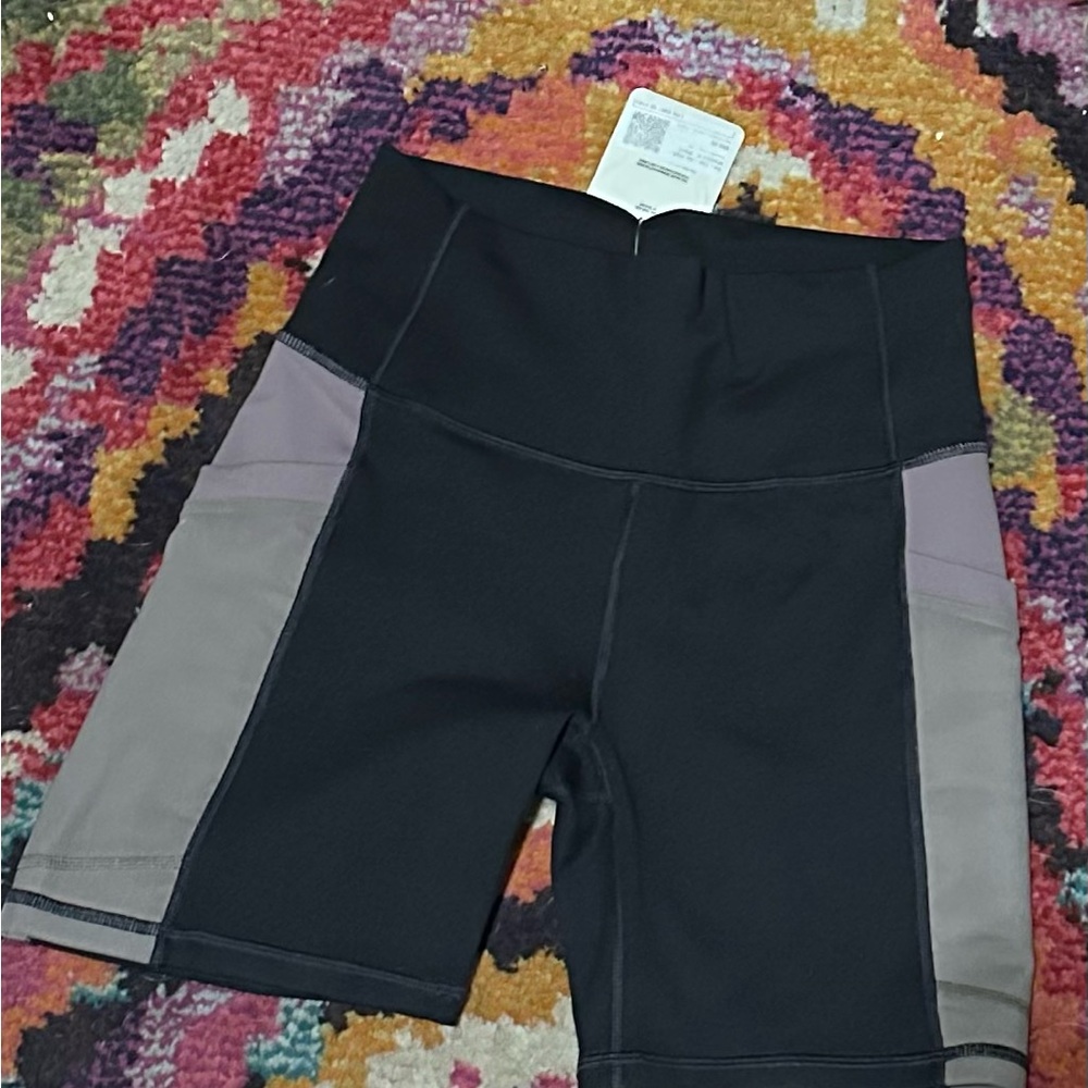 Fabletics PowerHold Black and Tan Shorts